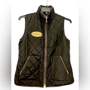 Old Navy• Black Quilted Lightweight Vest with Gold Zip-Up Pockets, Mens Size M